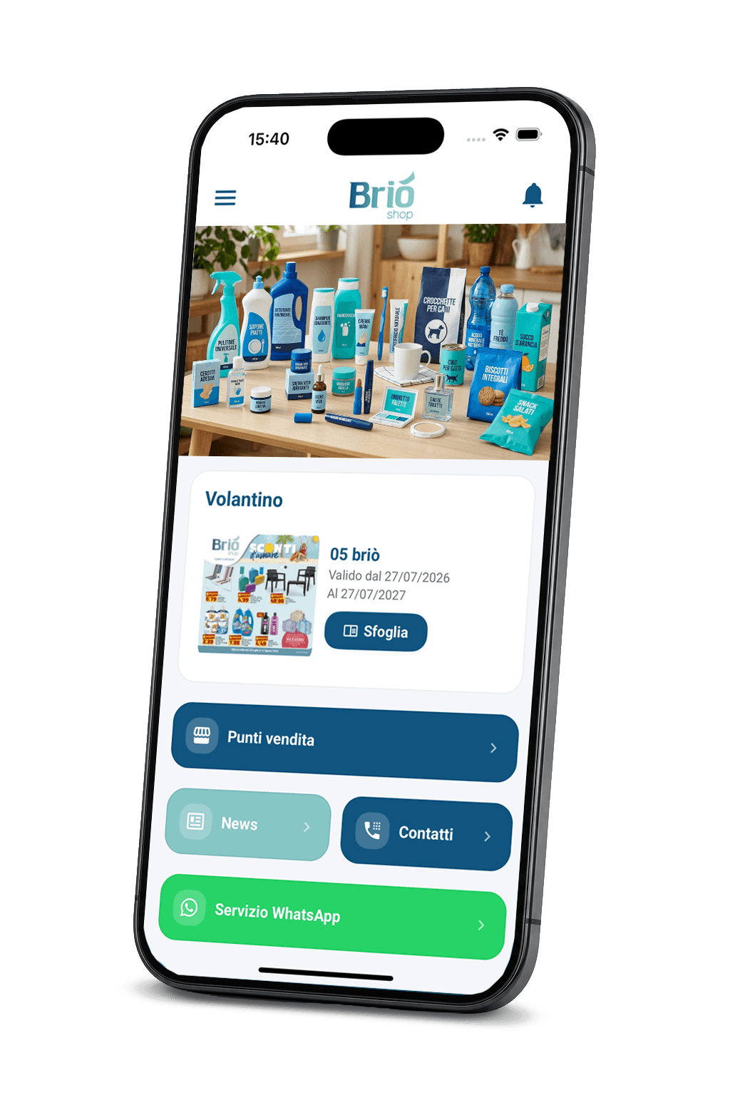 App Briò Shop su smartphone